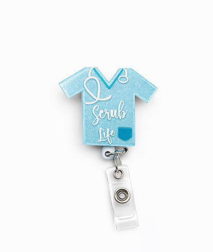 Scrub Life Glitter Badge Reel – Cute Retractable Nurse ID Holder