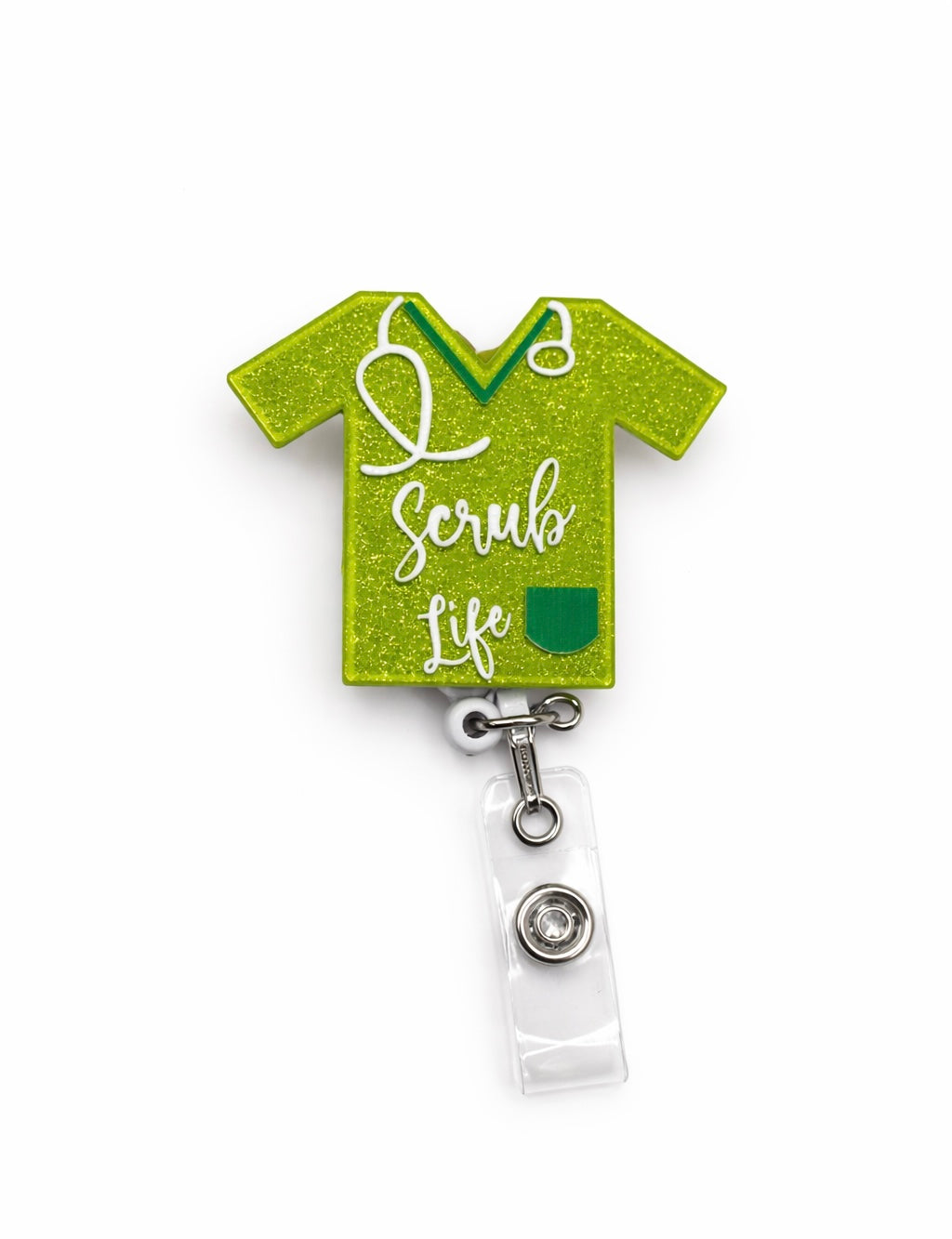 Scrub Life Glitter Badge Reel – Cute Retractable Nurse ID Holder