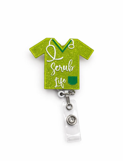 Scrub Life Glitter Badge Reel – Cute Retractable Nurse ID Holder