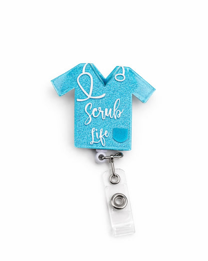 Scrub Life Glitter Badge Reel – Cute Retractable Nurse ID Holder