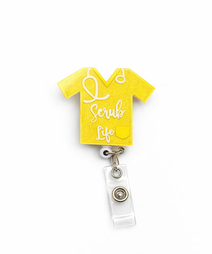 Scrub Life Glitter Badge Reel – Cute Retractable Nurse ID Holder