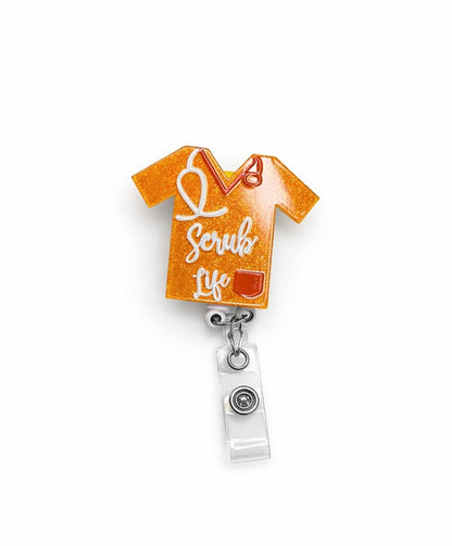 Scrub Life Glitter Badge Reel – Cute Retractable Nurse ID Holder