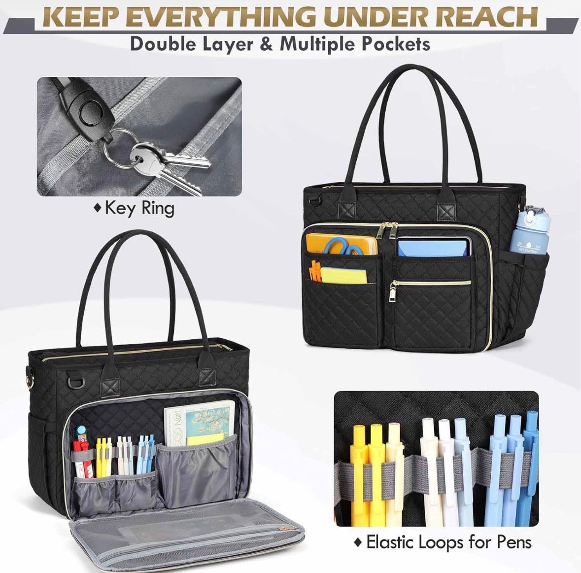 Quilted Work Nurse Tote Large Capacity