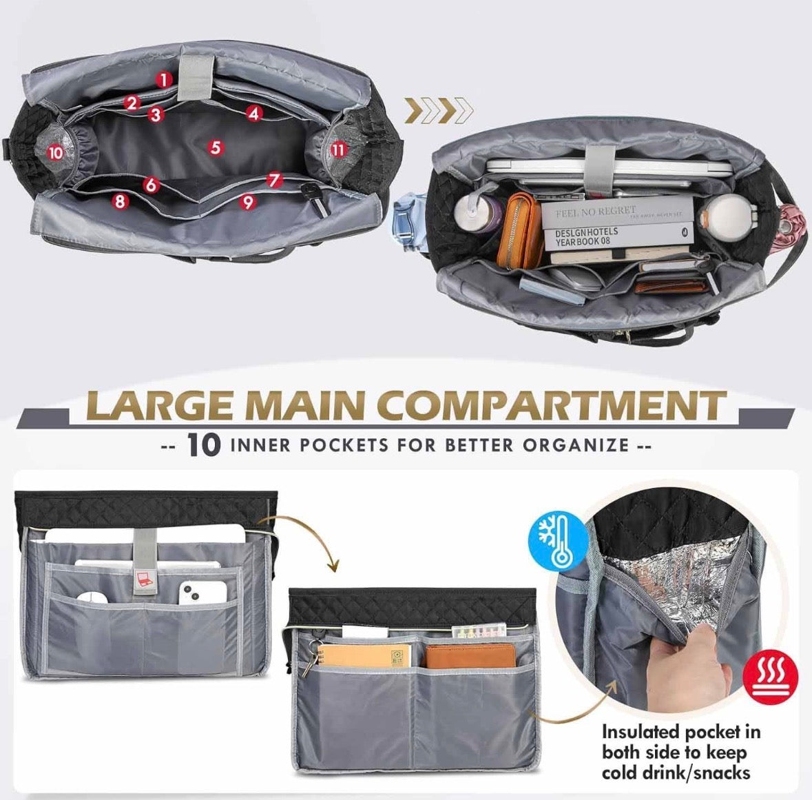 Quilted Work Nurse Tote Large Capacity