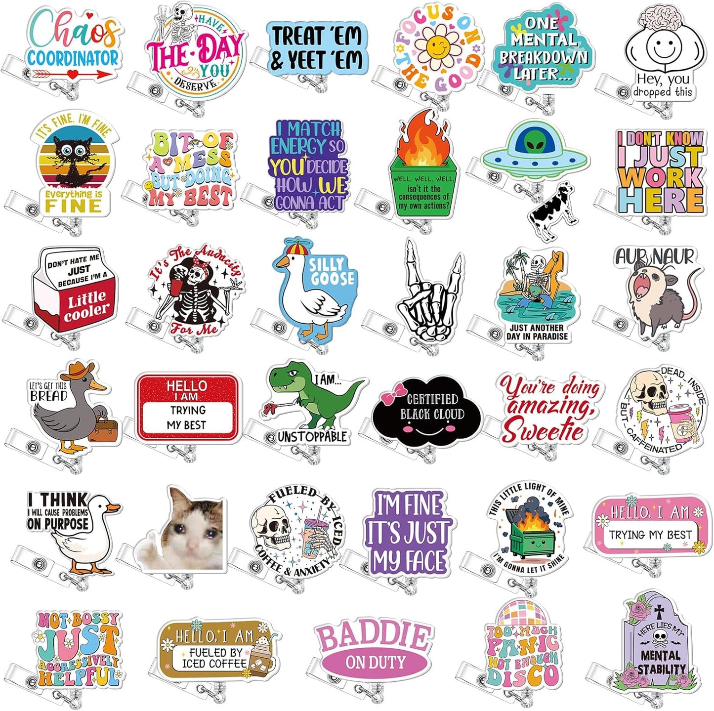 Cute & Funny Nurse Badge Reels | Durable, Retractable ID Holders for Healthcare Workers