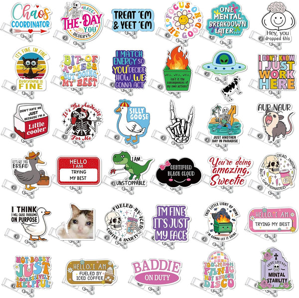 Cute & Funny Nurse Badge Reels | Durable, Retractable ID Holders for Healthcare Workers